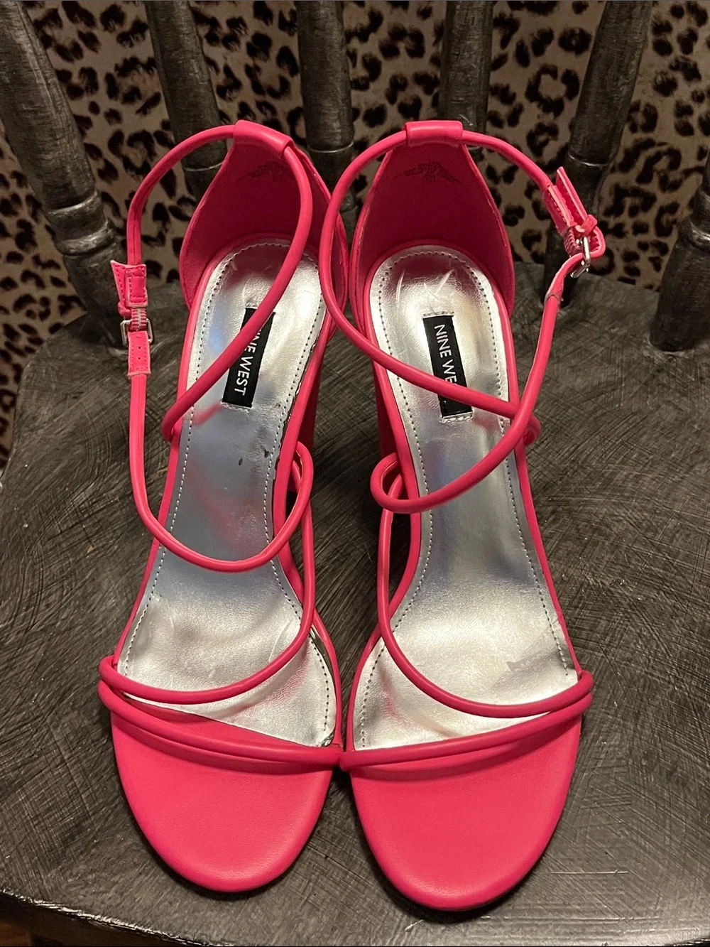 Nine West Hot Pink Strappy Block Heel Sandals
